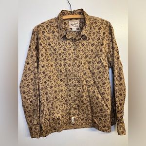 Woolrich button down dress shirt floral brown size large cotton
